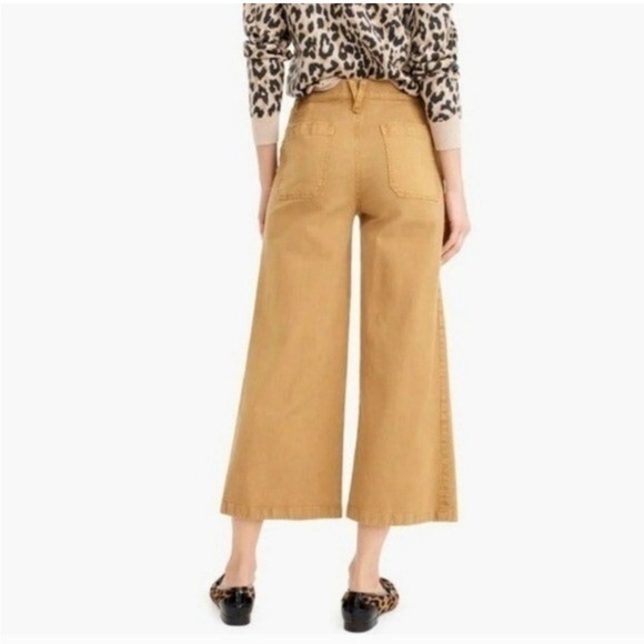 Point Sur J. Crew Wide Leg Cropped Pants Washed Mustard Yellow, Sz 32 - Picture 3 of 14